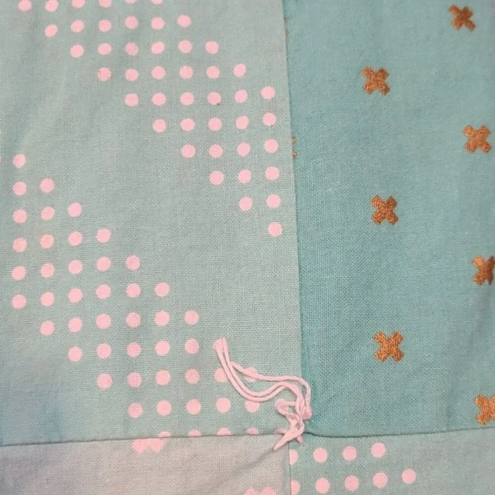 Handmade Baby Quilt Michael Miller Lion Navy Turquoise Stroller Blanket 36x27